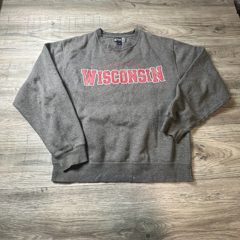 Gear For Sports Sweatshirt Men S Gray Wisconsin Badgers NCAA Big Cotton Pullover